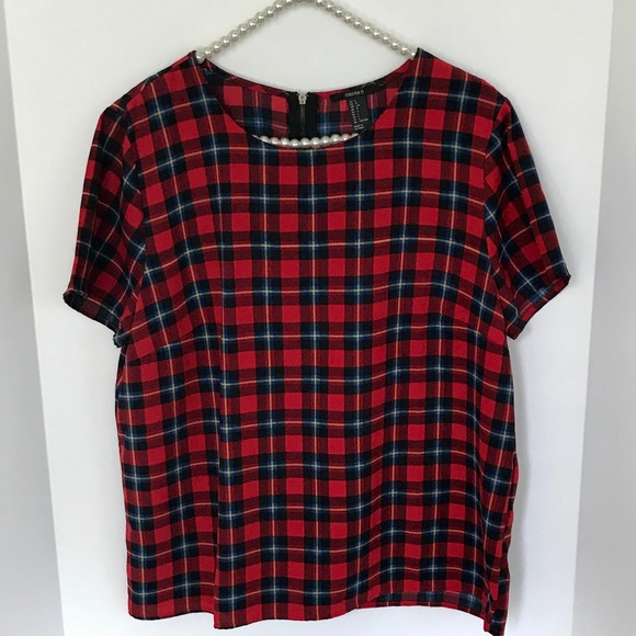 Forever 21 Tops - Plaid Crew Neck Blouse